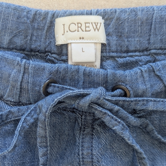 J. Crew Chambray Drawstring Elastic Waist Casual Shorts - Size L - Picture 5 of 8